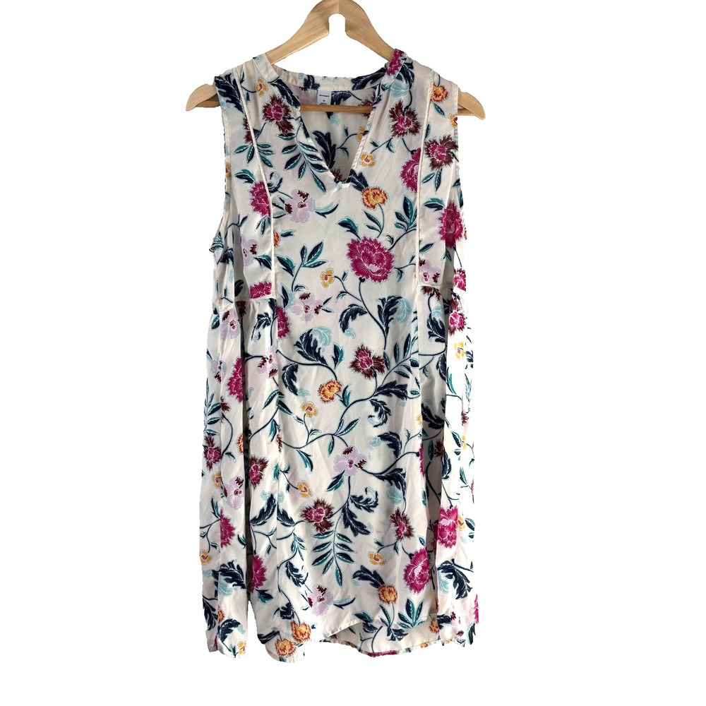 OLD NAVY | Women's Cream Floral Crochet Trim Sleeveless Dress Sz M Boho Festival